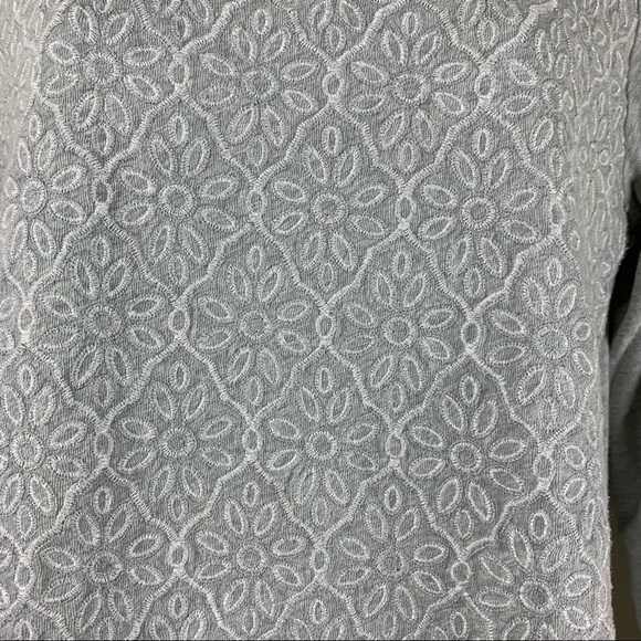 J. Crew long gray sleeve embroidered top. Large - Picture 3 of 10